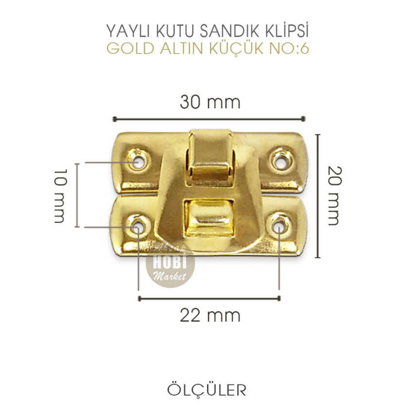 Yaylı Kutu ve Sandık Klipsi Küçük (30x20 mm) Sarı Gold - 2