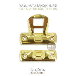Yaylı Kutu ve Sandık Klipsi Küçük (30x20 mm) Sarı Gold - 3