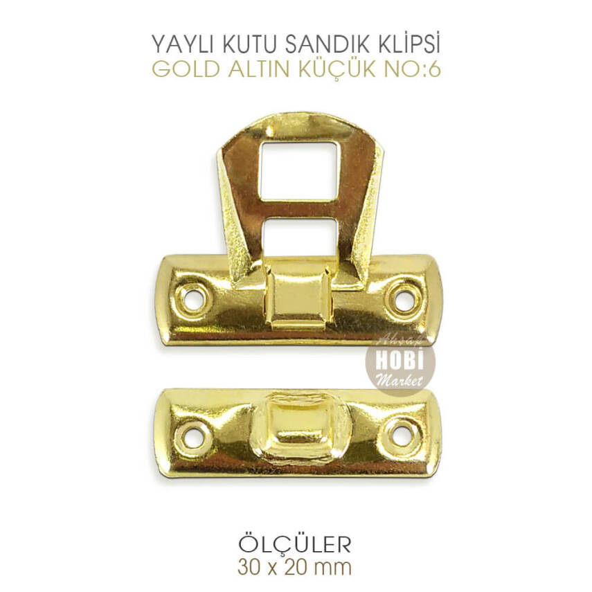 Yaylı Kutu ve Sandık Klipsi Küçük (30x20 mm) Sarı Gold - 3