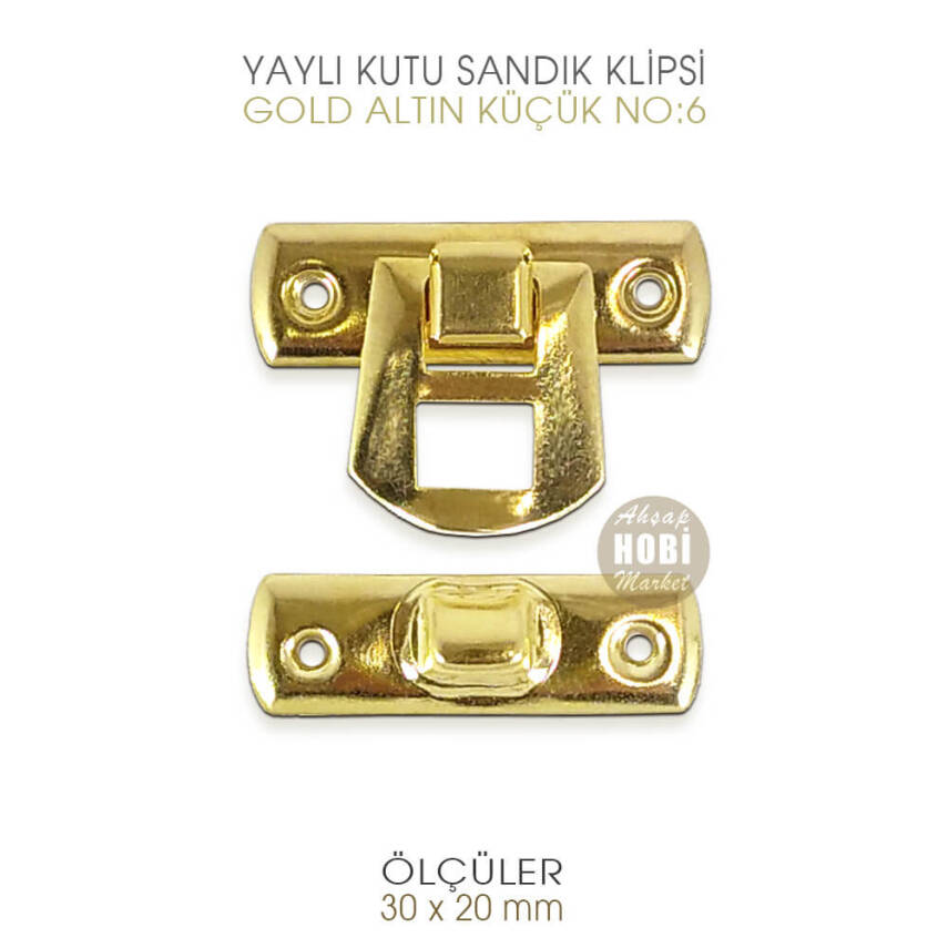 Yaylı Kutu ve Sandık Klipsi Küçük (30x20 mm) Sarı Gold - 4