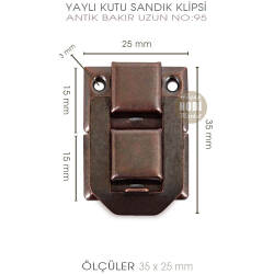 Yaylı Kutu ve Sandık Klipsi Uzun (35x25 mm) Antik Bakır - Tual Hobi Sanat (1)