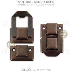 Yaylı Kutu ve Sandık Klipsi Uzun (35x25 mm) Antik Bakır - 3