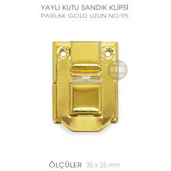 Yaylı Kutu ve Sandık Klipsi Uzun (35x25 mm) Sarı Gold - Tual Hobi Sanat