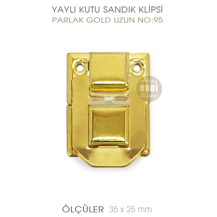 Yaylı Kutu ve Sandık Klipsi Uzun (35x25 mm) Sarı Gold - 1