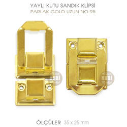 Yaylı Kutu ve Sandık Klipsi Uzun (35x25 mm) Sarı Gold - 3