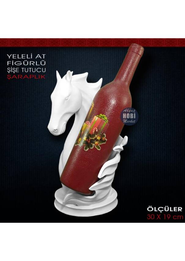 Yeleli At Figürlü Şişe Tutucu Şaraplık (29x19 cm) Ham Polyester - 2
