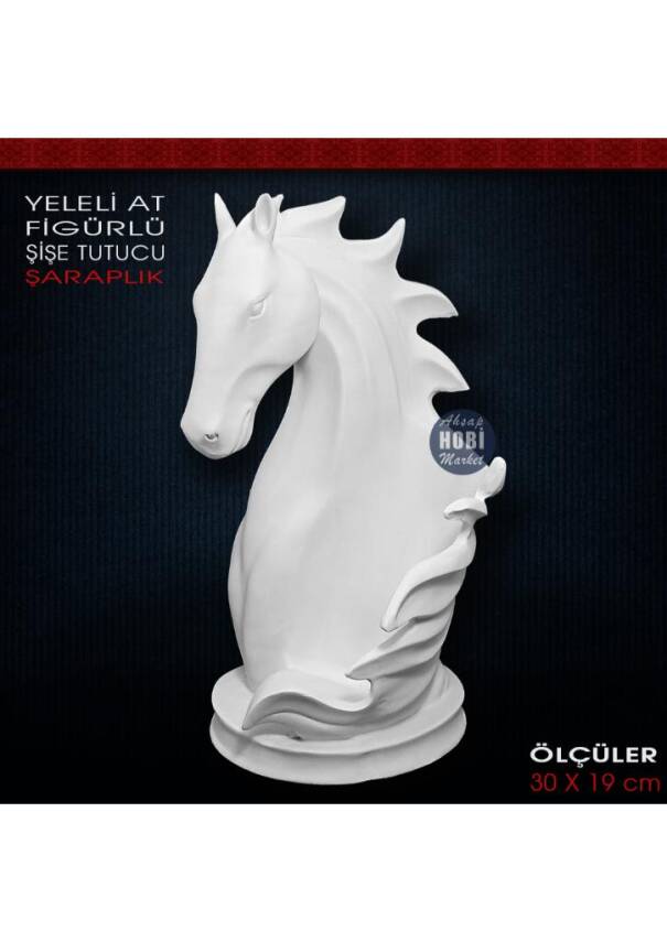 Yeleli At Figürlü Şişe Tutucu Şaraplık (29x19 cm) Ham Polyester - 1