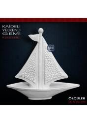 Yelkenli Gemi Biblo Heykeli (25x24 cm) Ham Polyester - Tual Hobi Sanat