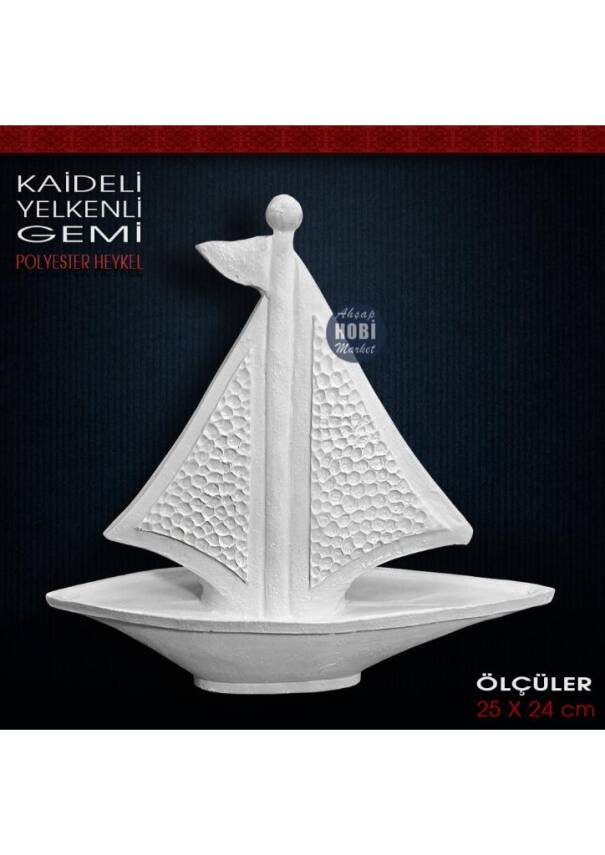 Yelkenli Gemi Biblo Heykeli (25x24 cm) Ham Polyester - 1