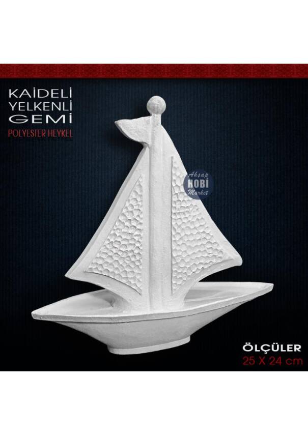 Yelkenli Gemi Biblo Heykeli (25x24 cm) Ham Polyester - 2