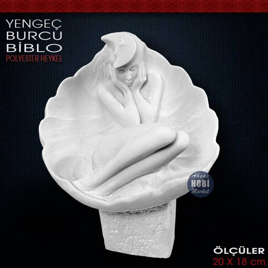 Yengeç Burcu Biblo Heykeli (20x18 cm) Ham Polyester - 1