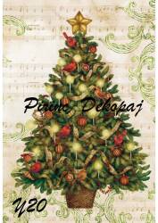 Yılbaşı Çam Ağacı Desenli Pirinç Dekopaj No : Y020 - Line Art