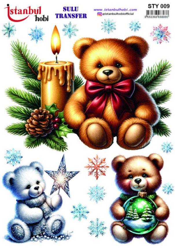 Yılbaşı Desenli Sulu Transfer Kağıdı STY-009 - 1