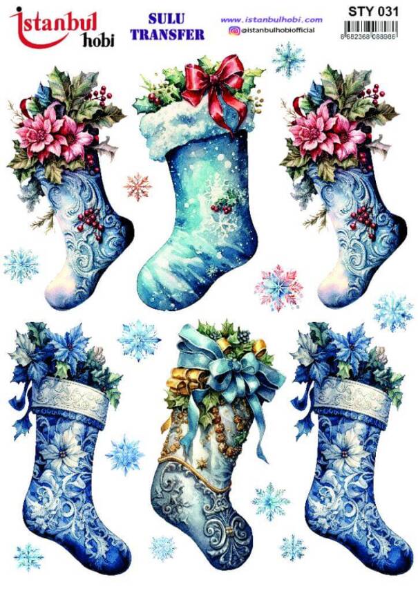 Yılbaşı Desenli Sulu Transfer Kağıdı STY-031 - 1