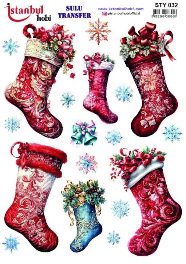 Yılbaşı Desenli Sulu Transfer Kağıdı STY-032 - 1