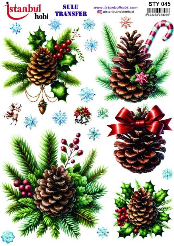 Yılbaşı Desenli Sulu Transfer Kağıdı STY-045 - 1