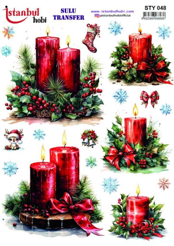 Yılbaşı Desenli Sulu Transfer Kağıdı STY-048 - 1