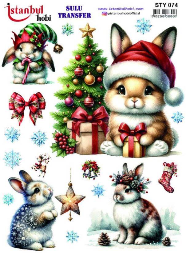 Yılbaşı Desenli Sulu Transfer Kağıdı STY-074 - 1