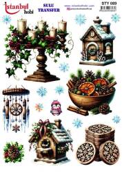 Yılbaşı Desenli Sulu Transfer Kağıdı STY-089 - Tual Hobi Craft Ist