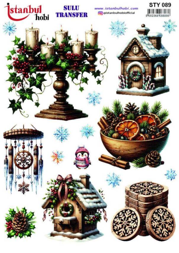 Yılbaşı Desenli Sulu Transfer Kağıdı STY-089 - 1