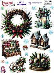 Yılbaşı Desenli Sulu Transfer Kağıdı STY-091 - Tual Hobi Craft Ist