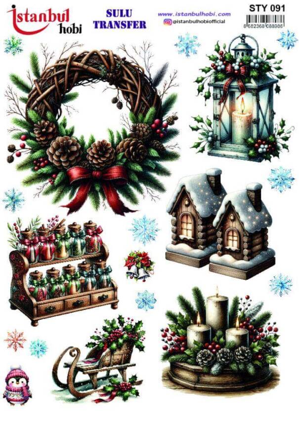 Yılbaşı Desenli Sulu Transfer Kağıdı STY-091 - 1