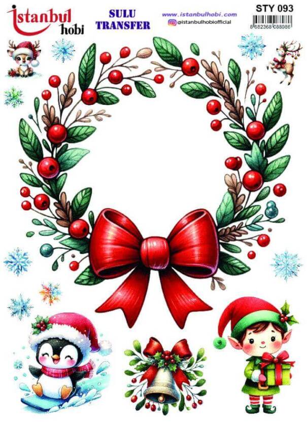 Yılbaşı Desenli Sulu Transfer Kağıdı STY-093 - 1