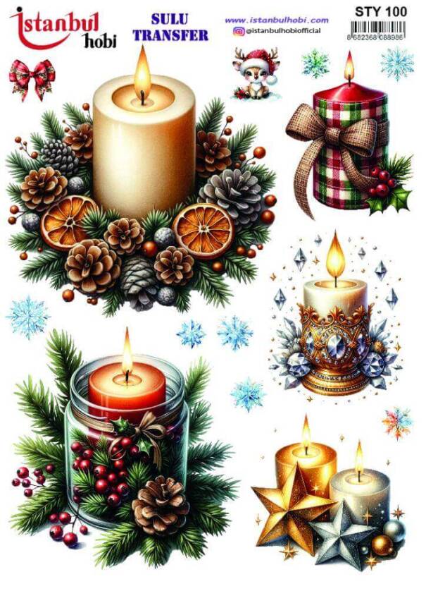 Yılbaşı Desenli Sulu Transfer Kağıdı STY-100 - 1