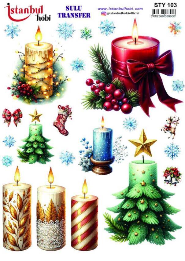 Yılbaşı Desenli Sulu Transfer Kağıdı STY-103 - 1