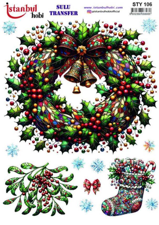 Yılbaşı Desenli Sulu Transfer Kağıdı STY-106 - 1