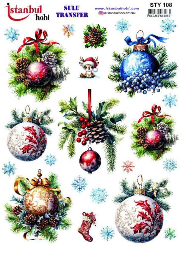 Yılbaşı Desenli Sulu Transfer Kağıdı STY-108 - 1