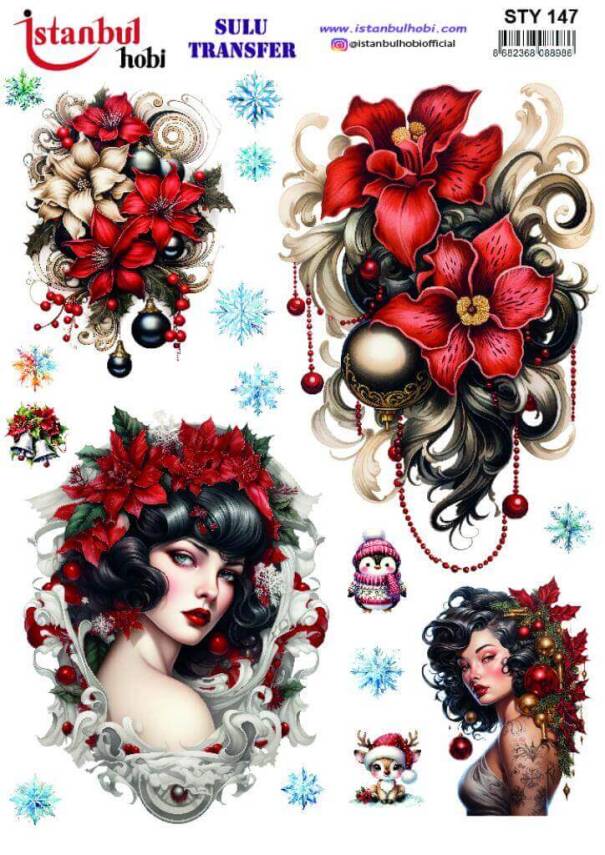 Yılbaşı Desenli Sulu Transfer Kağıdı STY-147 - 1