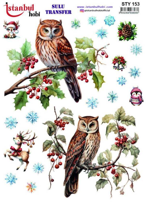 Yılbaşı Desenli Sulu Transfer Kağıdı STY-153 - 1