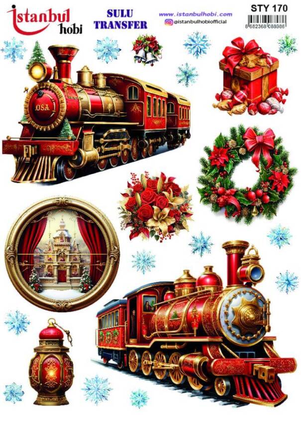 Yılbaşı Desenli Sulu Transfer Kağıdı STY-170 - 1