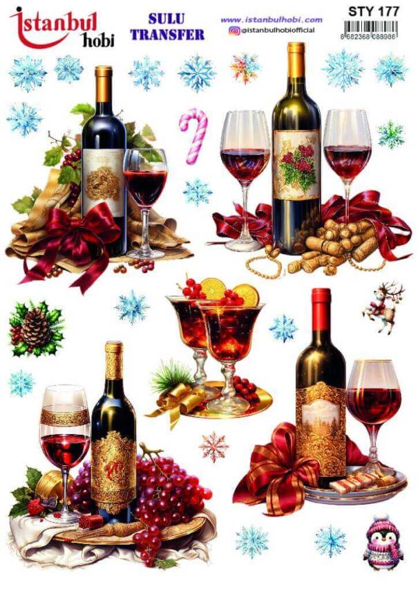 Yılbaşı Desenli Sulu Transfer Kağıdı STY-177 - 1