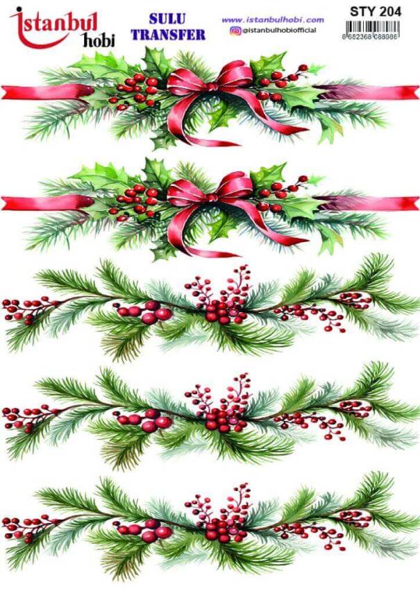 Yılbaşı Desenli Sulu Transfer Kağıdı STY-204 - 1