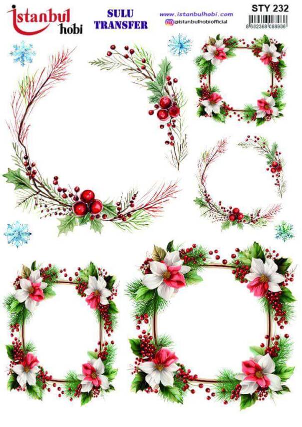 Yılbaşı Desenli Sulu Transfer Kağıdı STY-232 - 1
