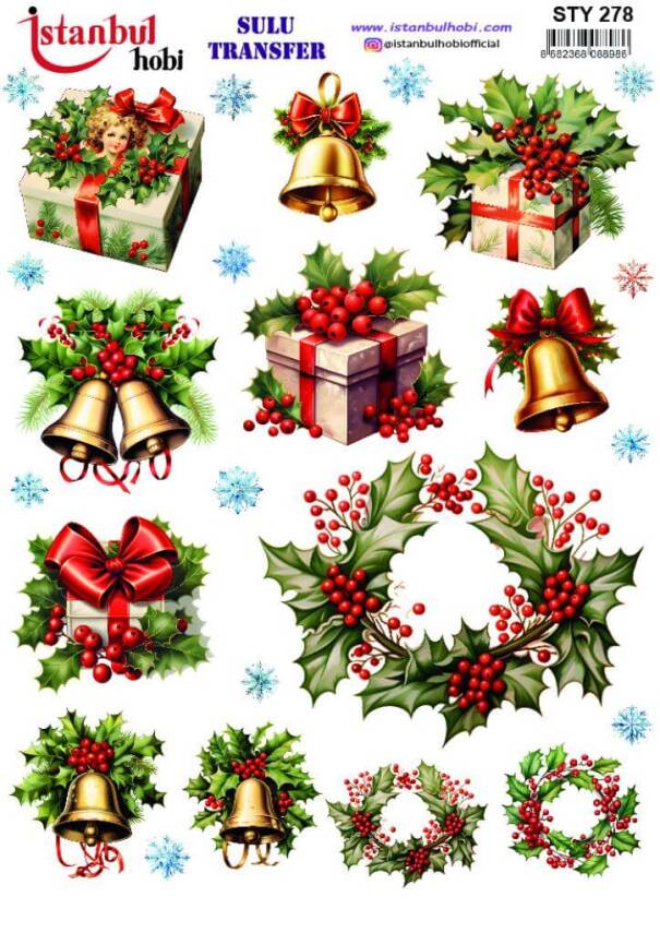 Yılbaşı Desenli Sulu Transfer Kağıdı STY-278 - 1