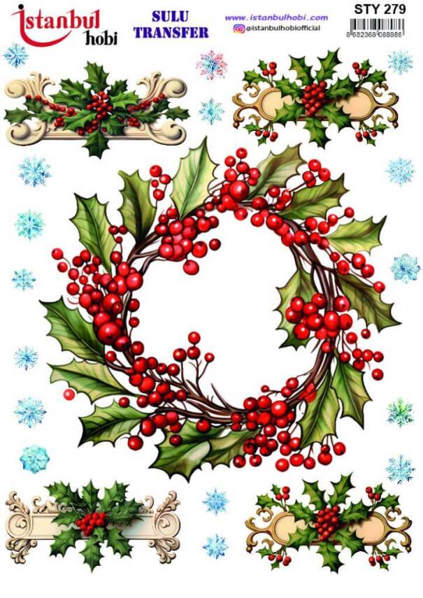 Yılbaşı Desenli Sulu Transfer Kağıdı STY-279 - 1