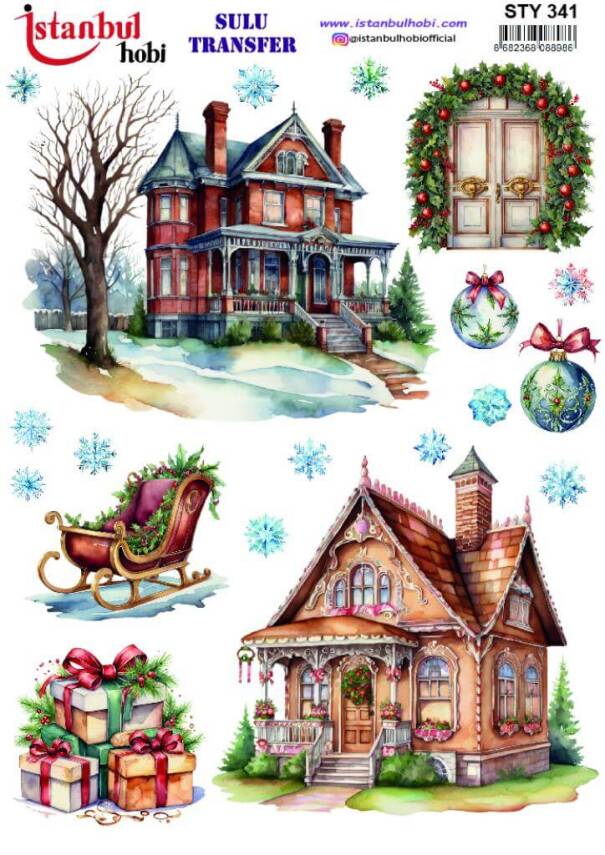 Yılbaşı Desenli Sulu Transfer Kağıdı STY-341 - 1