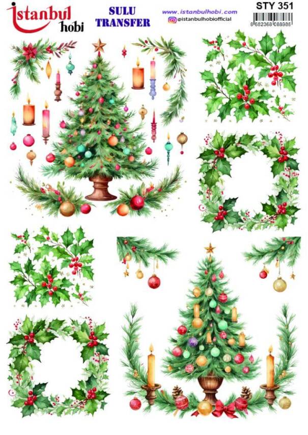 Yılbaşı Desenli Sulu Transfer Kağıdı STY-351 - 1