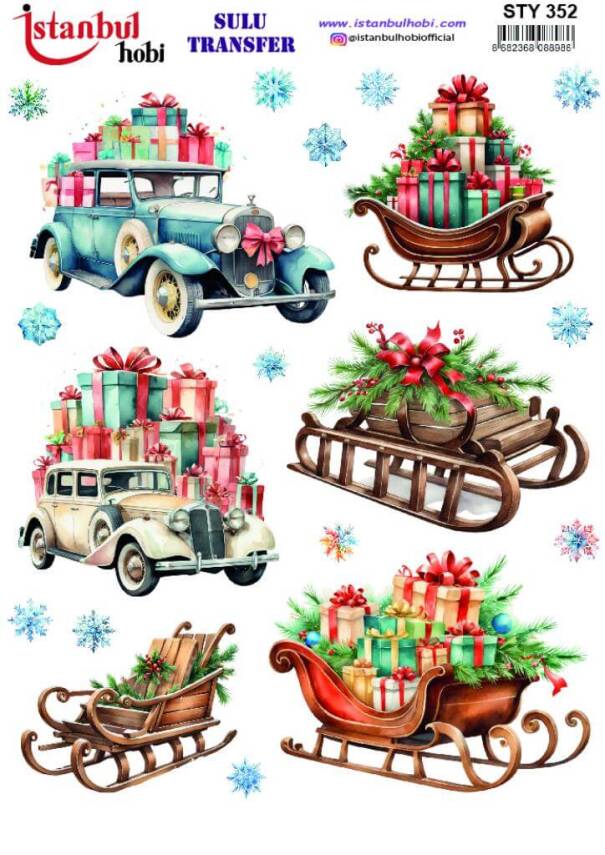 Yılbaşı Desenli Sulu Transfer Kağıdı STY-352 - 1