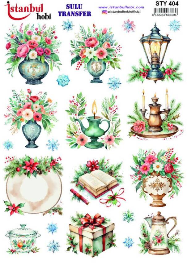 Yılbaşı Desenli Sulu Transfer Kağıdı STY-404 - 1