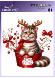 Yılbaşı ve Kedi Desenli Kumaş Transfer Kağıdı LNT-K081 (20x20 cm) - Line Art