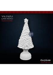 Yıldızlı Çam Ağacı Biblo (18x8 cm) Ham Polyester - Tual Hobi Sanat
