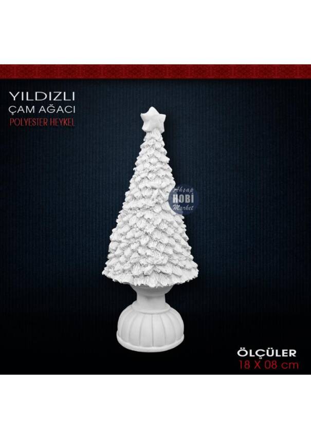 Yıldızlı Çam Ağacı Biblo (18x8 cm) Ham Polyester - 1