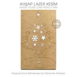 Yıldızlı Çam Ağacı Yılbaşı Süsü (14x11 cm) Ahşap Lazer Kesim - Tual Hobi Craft İst (1)