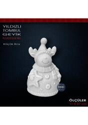 Yıldızlı Tombul Geyik Biblo (11x7 cm) Ham Polyester - Tual Hobi Sanat