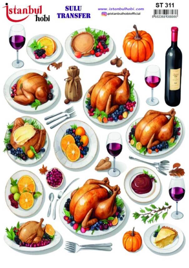 Yiyecek Desenli Sulu Transfer Kağıdı STI-311 - 1