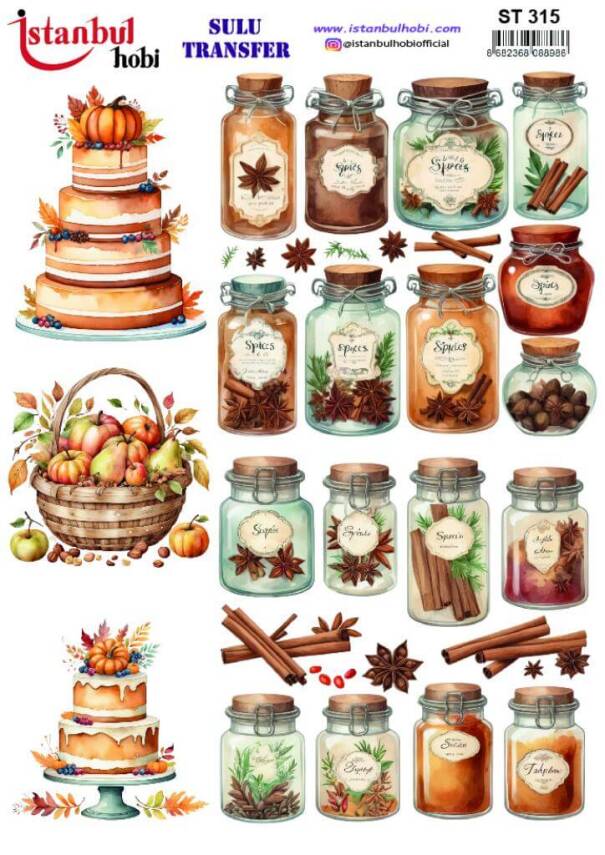 Yiyecek Desenli Sulu Transfer Kağıdı STI-315 - 1